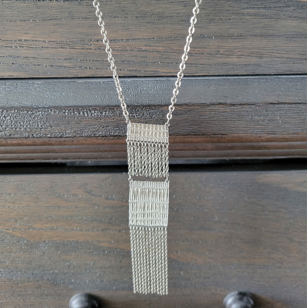 Boutique liquid silver-toned long necklace
